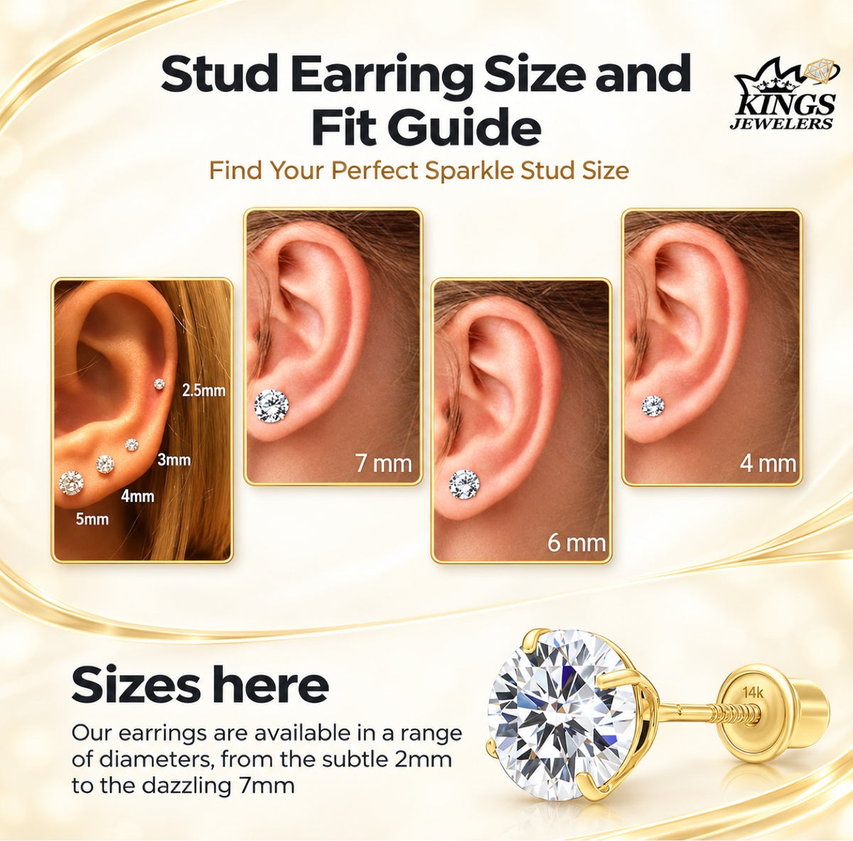 Stud earring size and fit guide