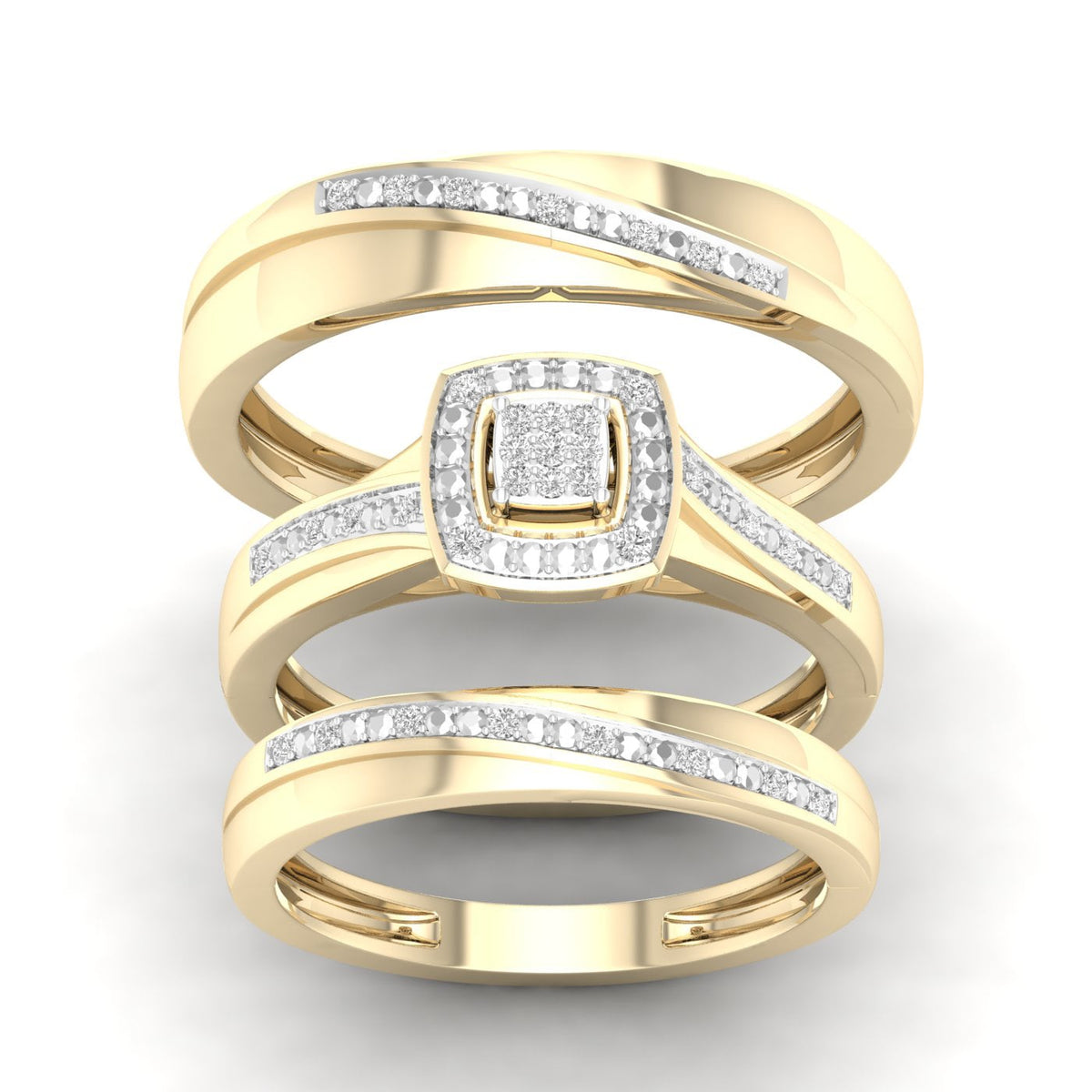 10K 0.08CT Diamond TRIO SET