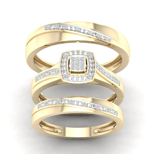 10K 0.08CT Diamond TRIO SET