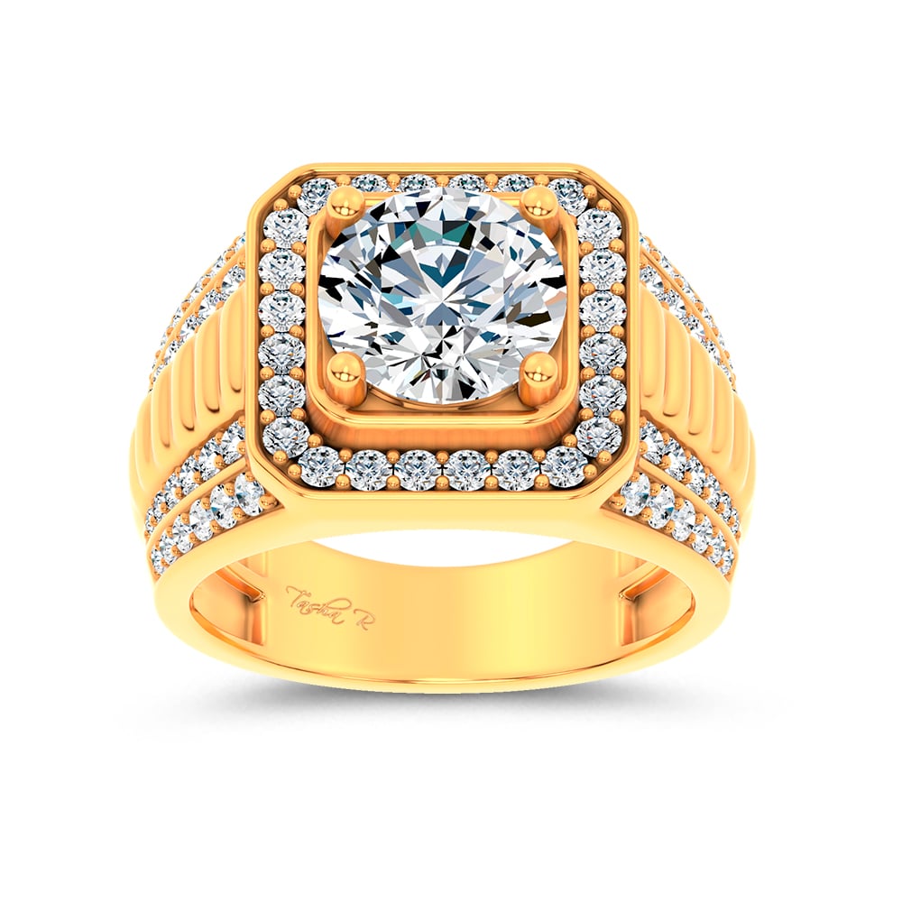 14K 4.12CT Lab Diamond Mens Ring
