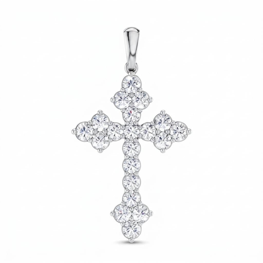 14K 1.00 CT Lab Grown Diamond Cross Pendant