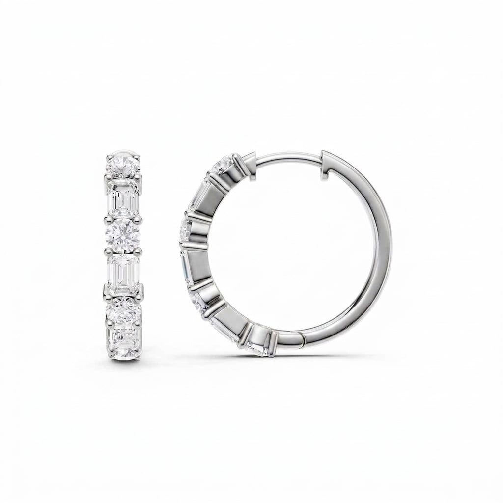 14K 2.00 CT Lab Grown Diamond Hoop Earrings