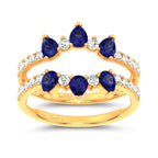 14K 1.14CT Natural SAPPHIRE RING GUARD with 0.55CT Lab Grown Diamonds