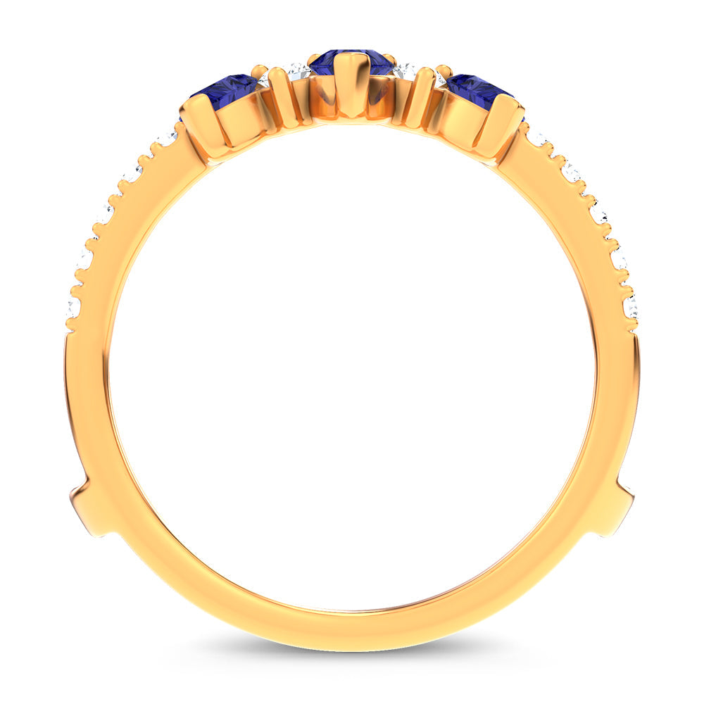 14K 1.14CT Natural SAPPHIRE RING GUARD with 0.55CT Lab Grown Diamonds