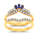 14K 0.12CT Natural SAPPHIRE RING GUARD with 0.59CT Lab Grown Diamonds