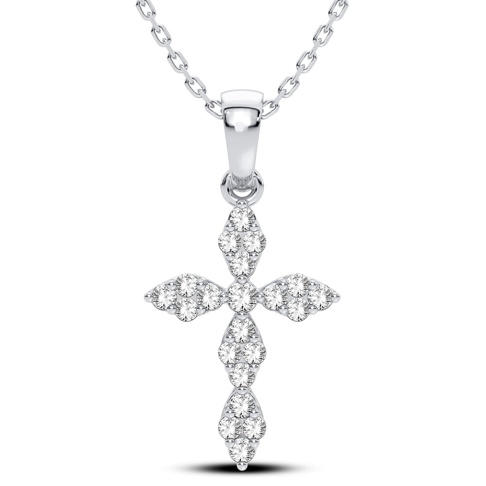 14K 0.25 CT Lab Grown Diamond Cross Pendant