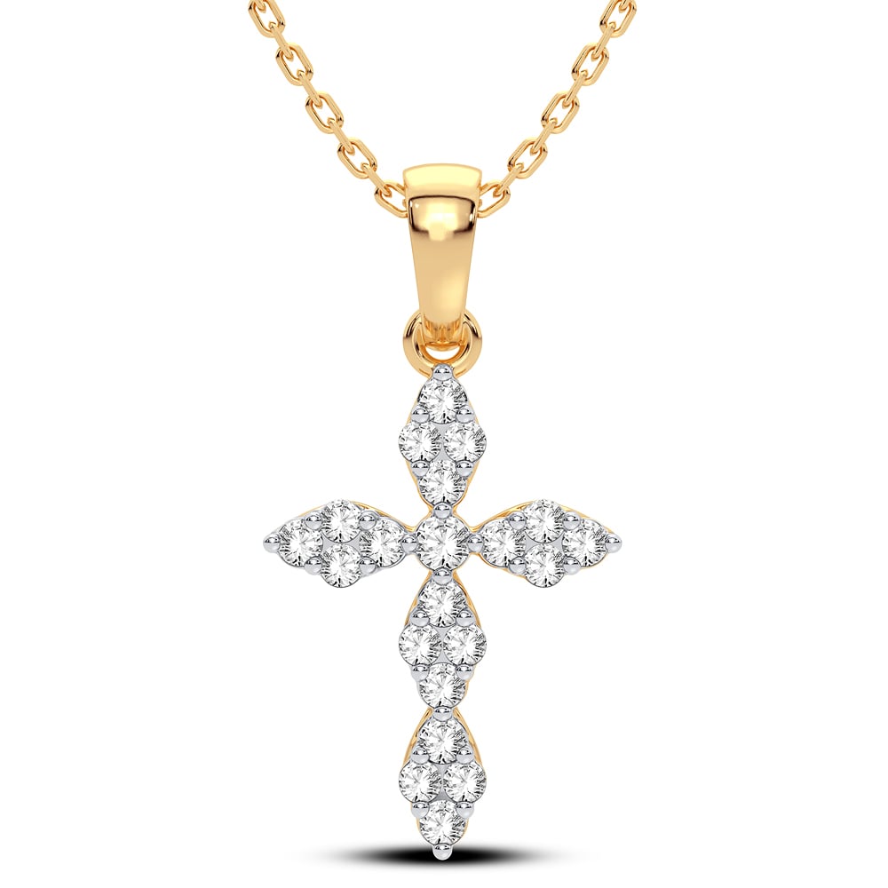 14K 0.25 CT Lab Grown Diamond Cross Pendant