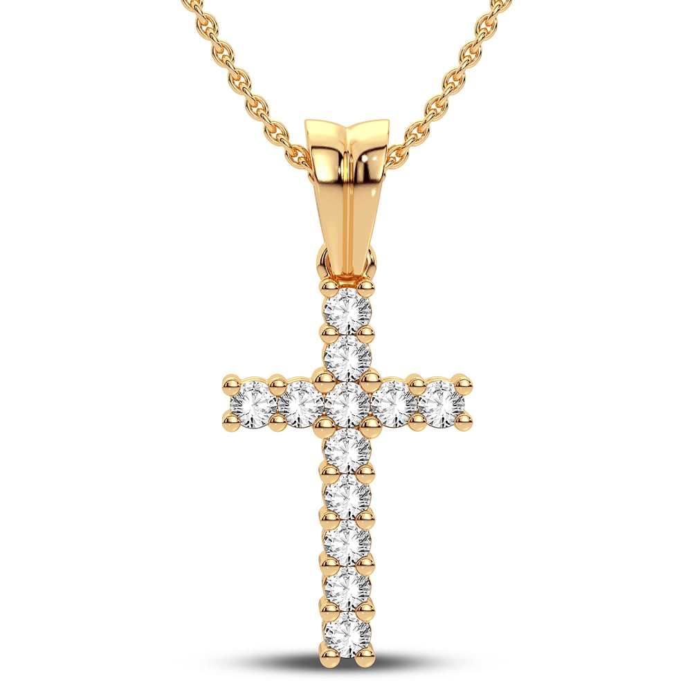 14K 0.25 CT Lab Grown Diamond Cross Pendant