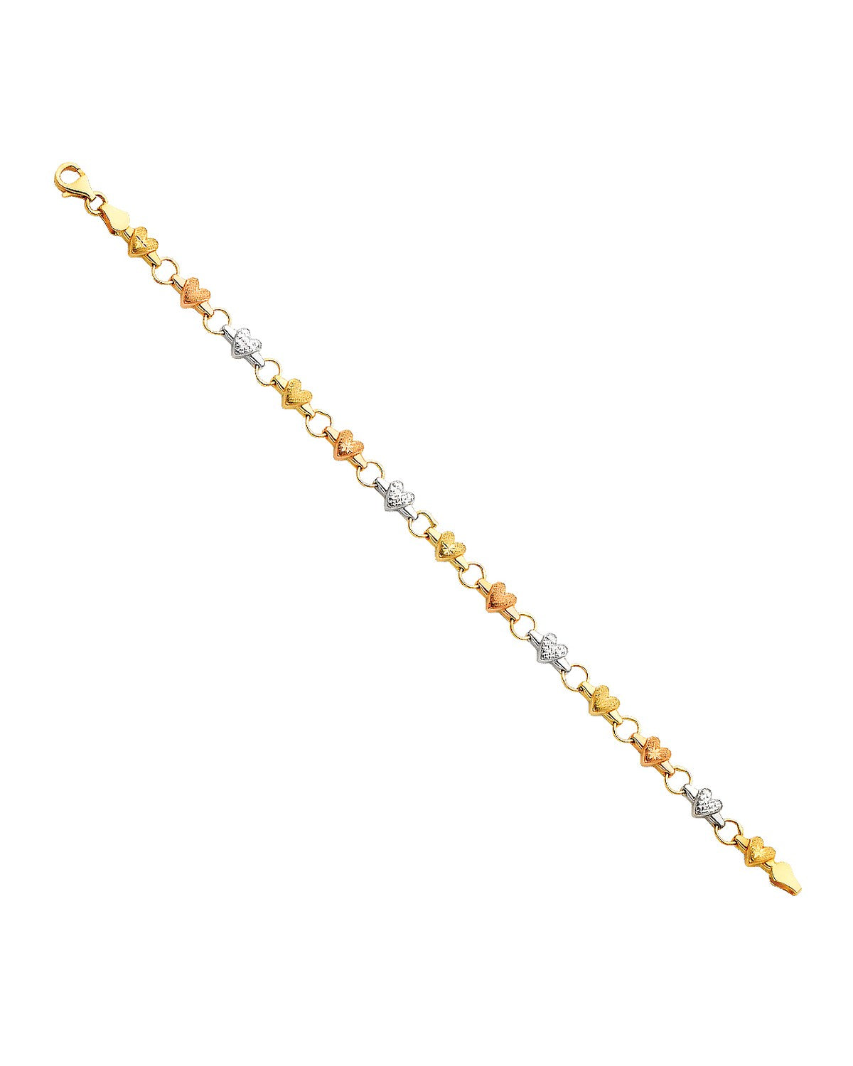 14K Tri-Color Gold 3C Light Enamel Bracelet for Kid/Junior (AB-0054)