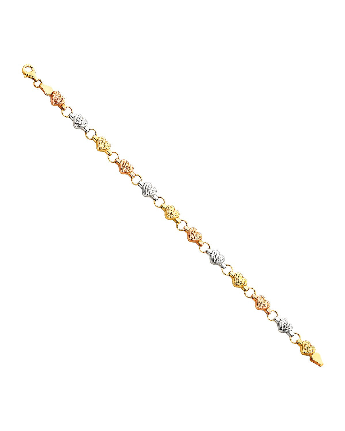 14K Tri-Color Gold 3C Light Stampato Bracelet (AB-0057)