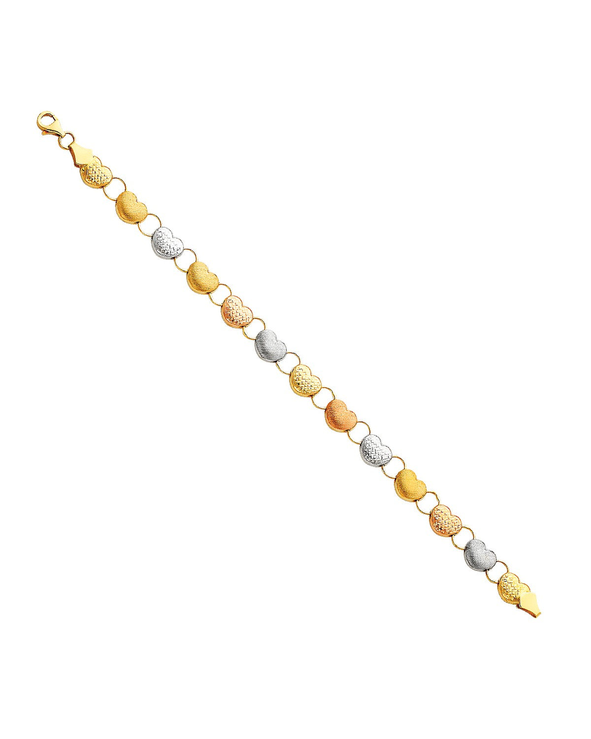 14K Tri-Color Gold 3C Light Stampato Bracelet (AB-0058)