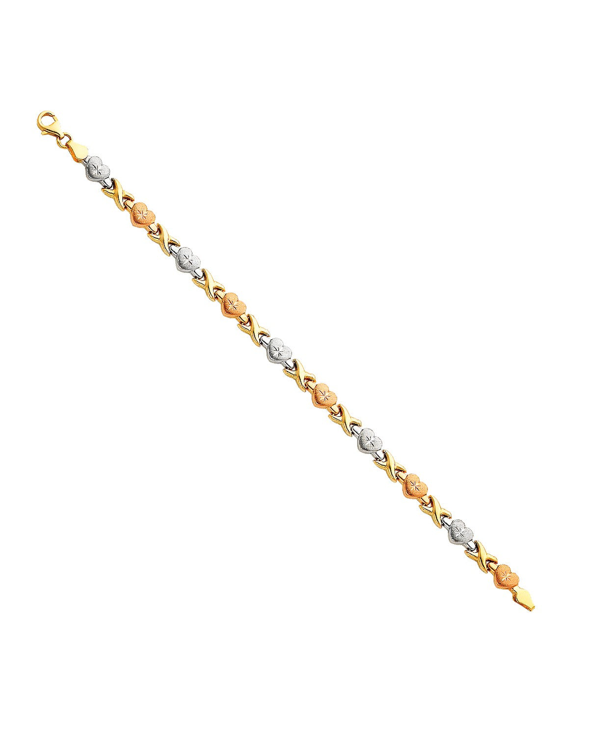 14K Tri-Color Gold 3C Light Stampato Bracelet (AB-0059)