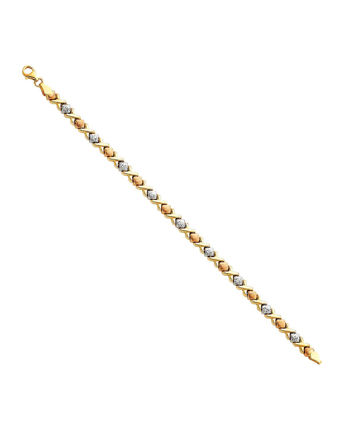 14K Tri-Color Gold 3C Light Stampato Bracelet (AB-0061)