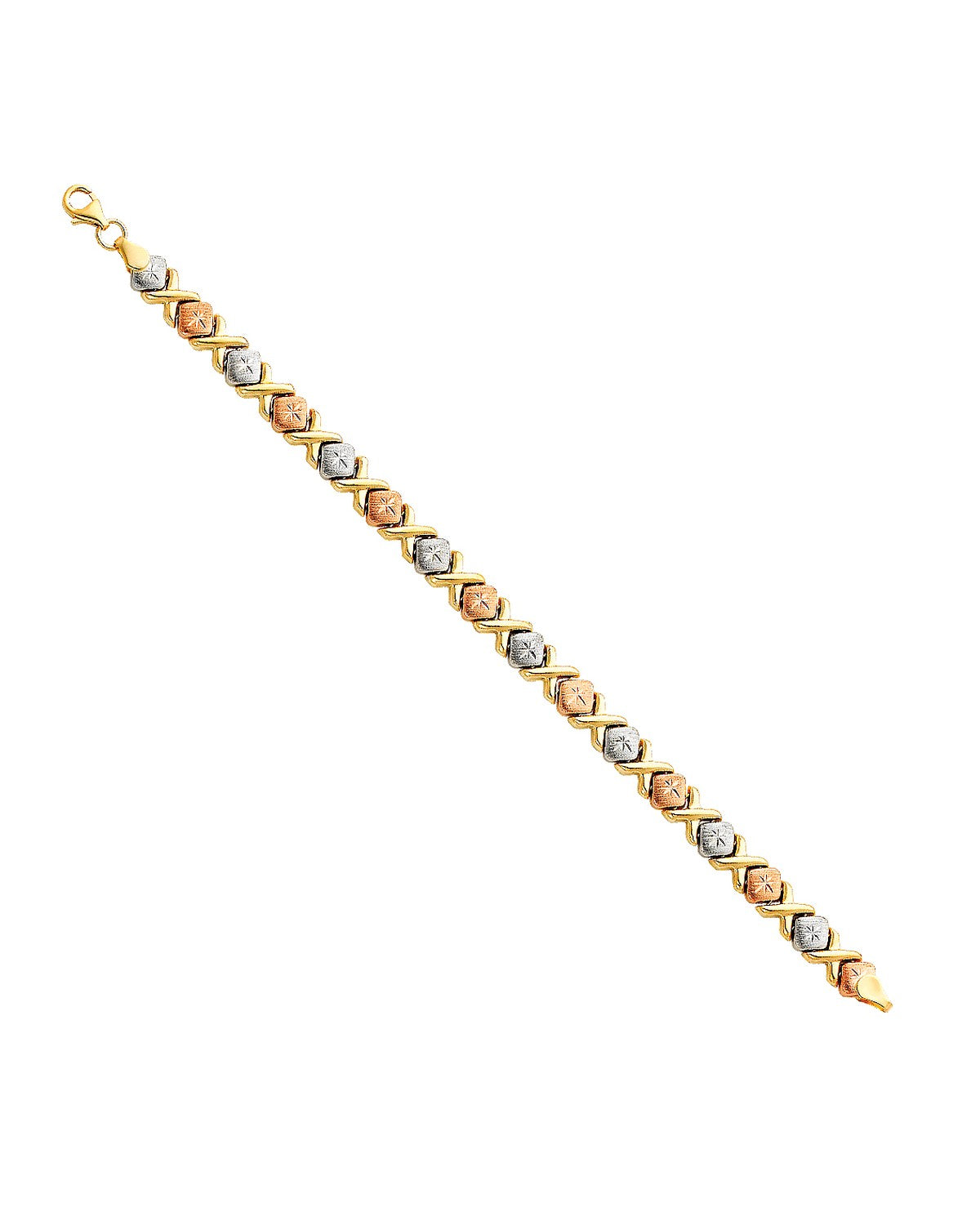 14K Tri-Color Gold 3C Light Stampato Bracelet (AB-0062)