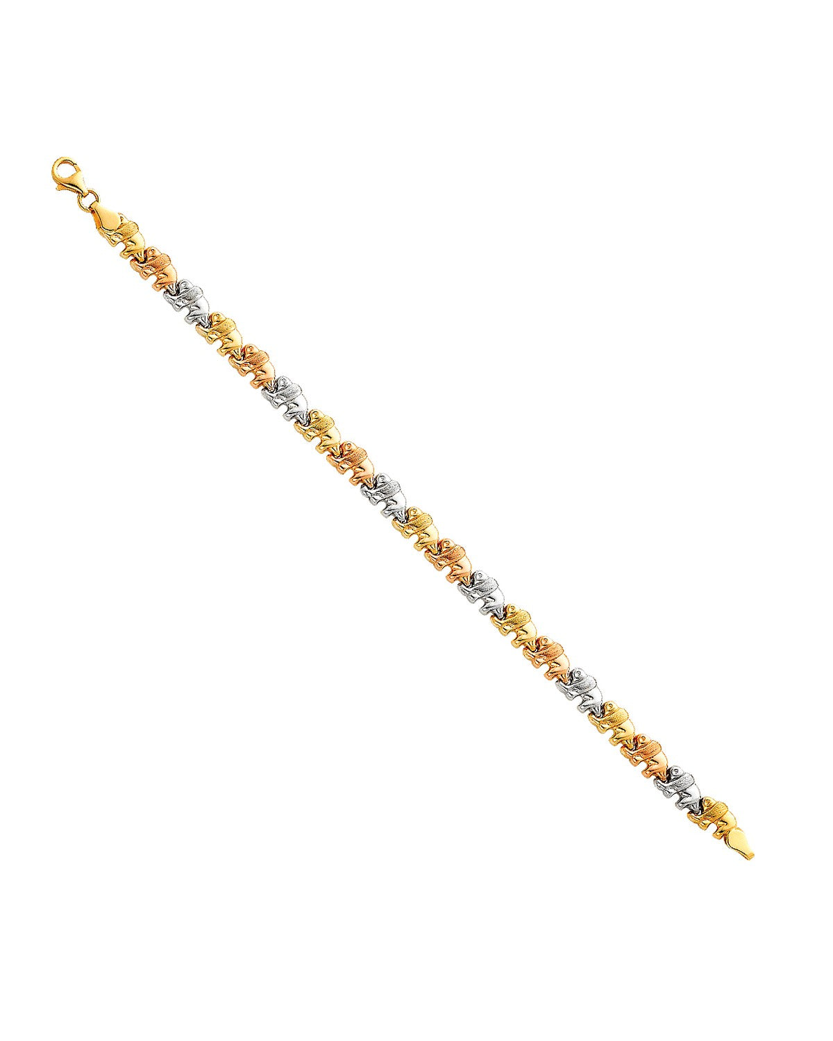 14K Tri-Color Gold 3C Light Stampato Bracelet (AB-0066)