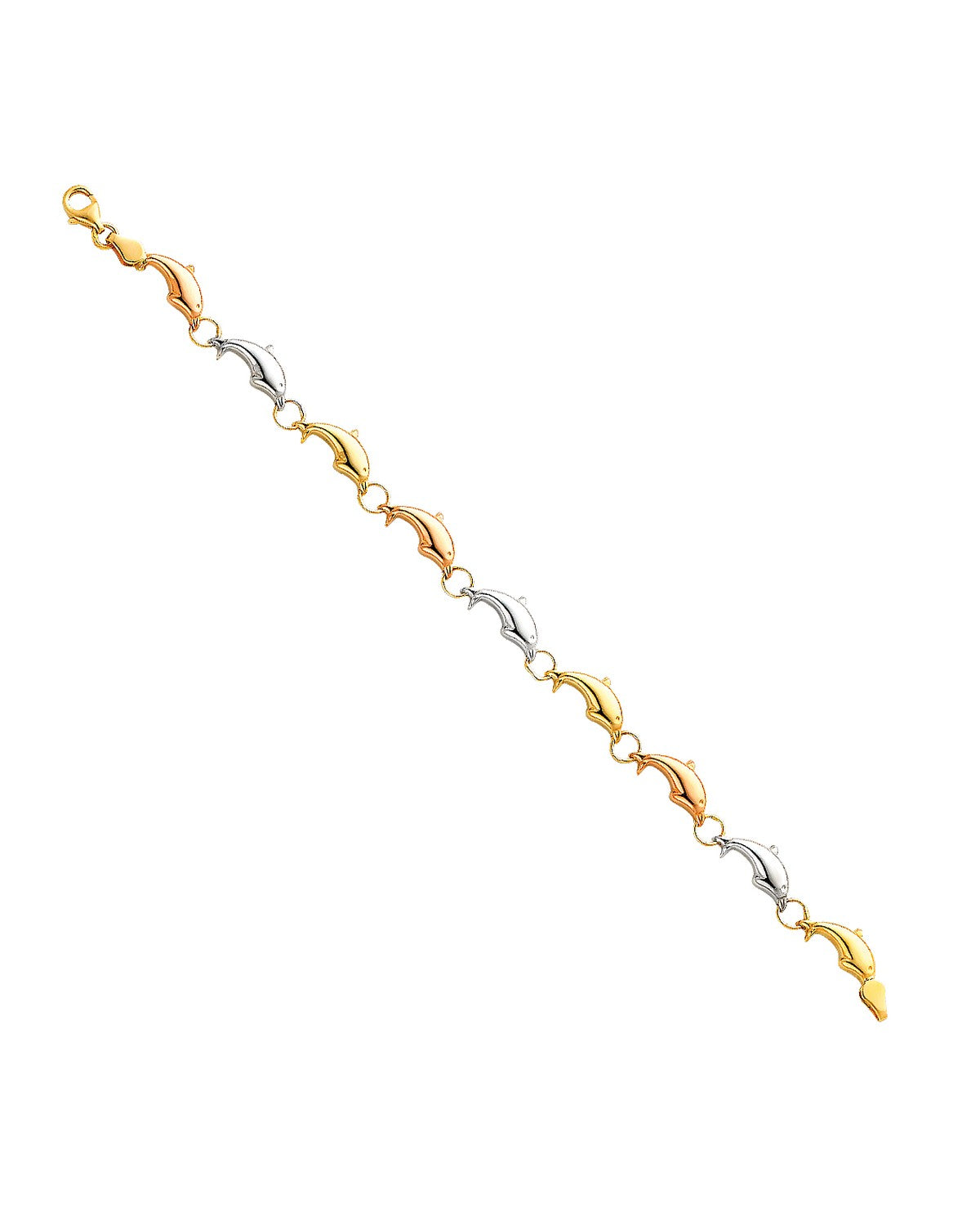14K Tri-Color Gold 3C Light Stampato Bracelet (AB-0067)