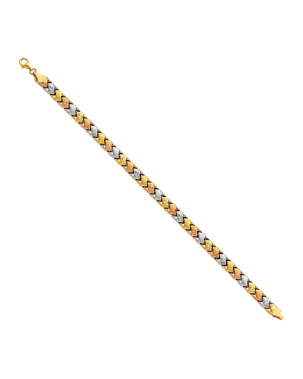 14K Tri-Color Gold 3C Light Stampato Bracelet (AB-0068)