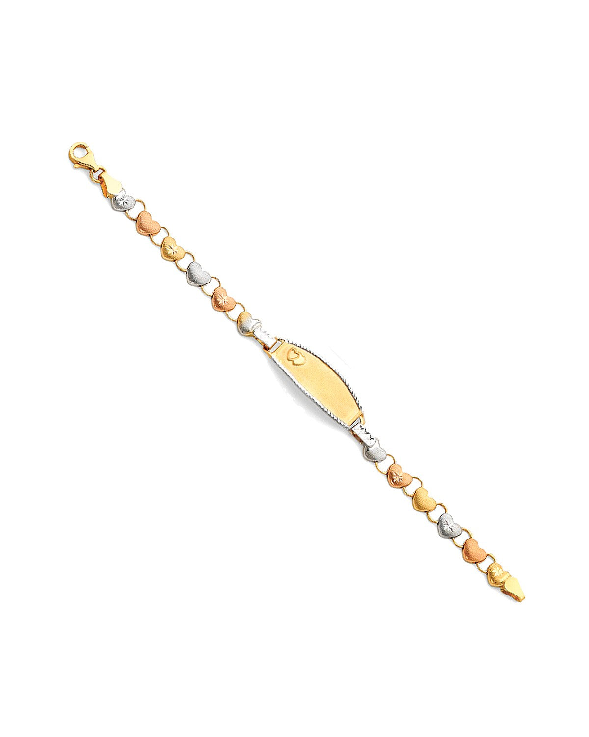 14K Tri-Color Gold 3C Light Stampato ID Bracelet for Junior (AB-0071)