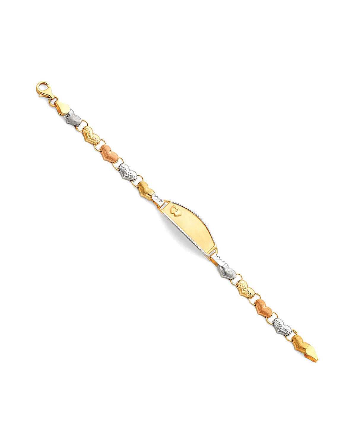 14K Tri-Color Gold 3C Light Stampato ID Bracelet for Junior (AB-0072)