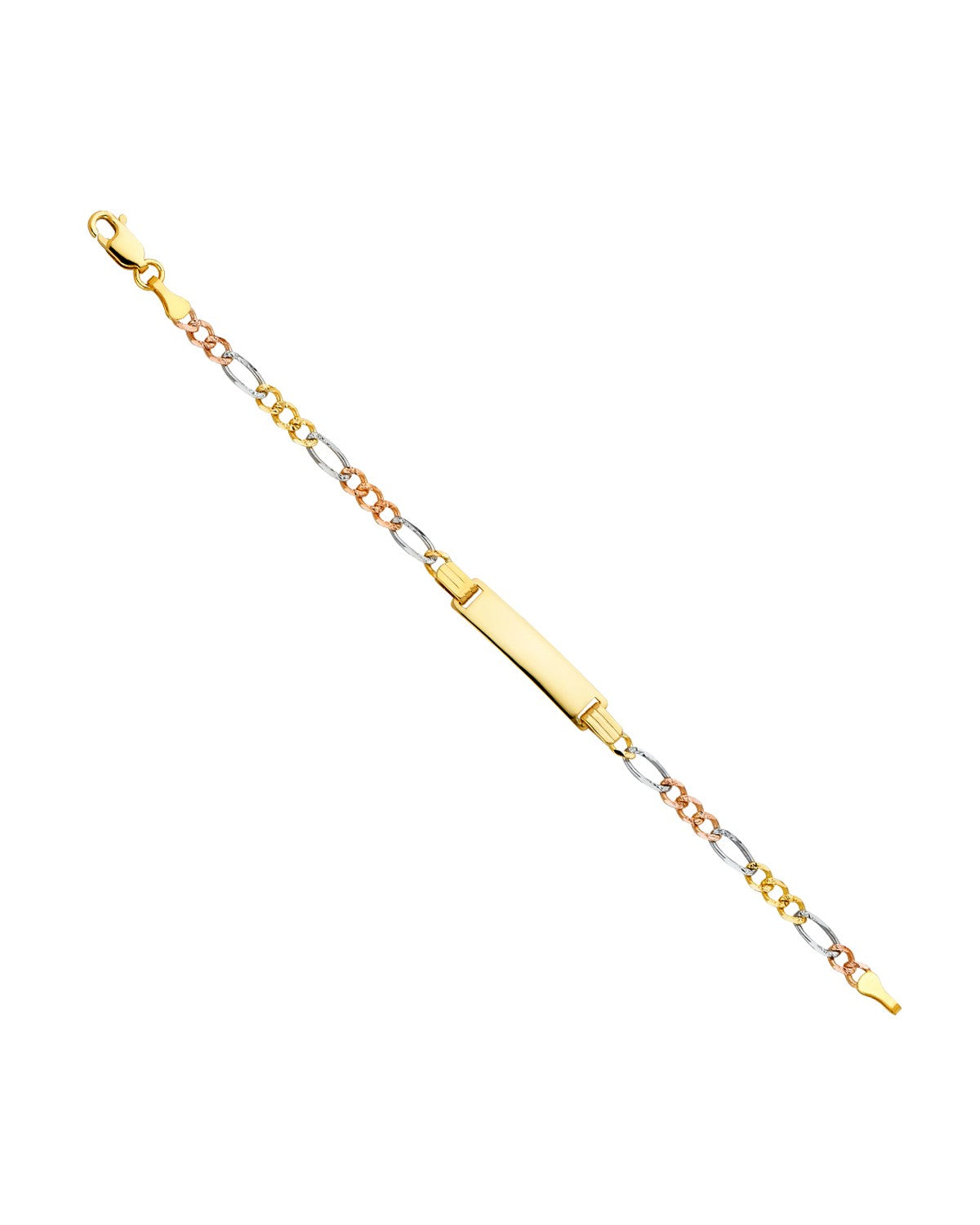 14K Yellow Gold 080 Figaro 3+1 3C Baby ID Bracelet (AB-0097)