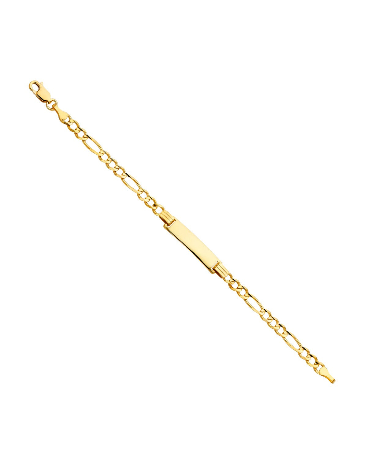 14K Yellow Gold 100 Figaro 3+1 Baby ID Bracelet (AB-0101)