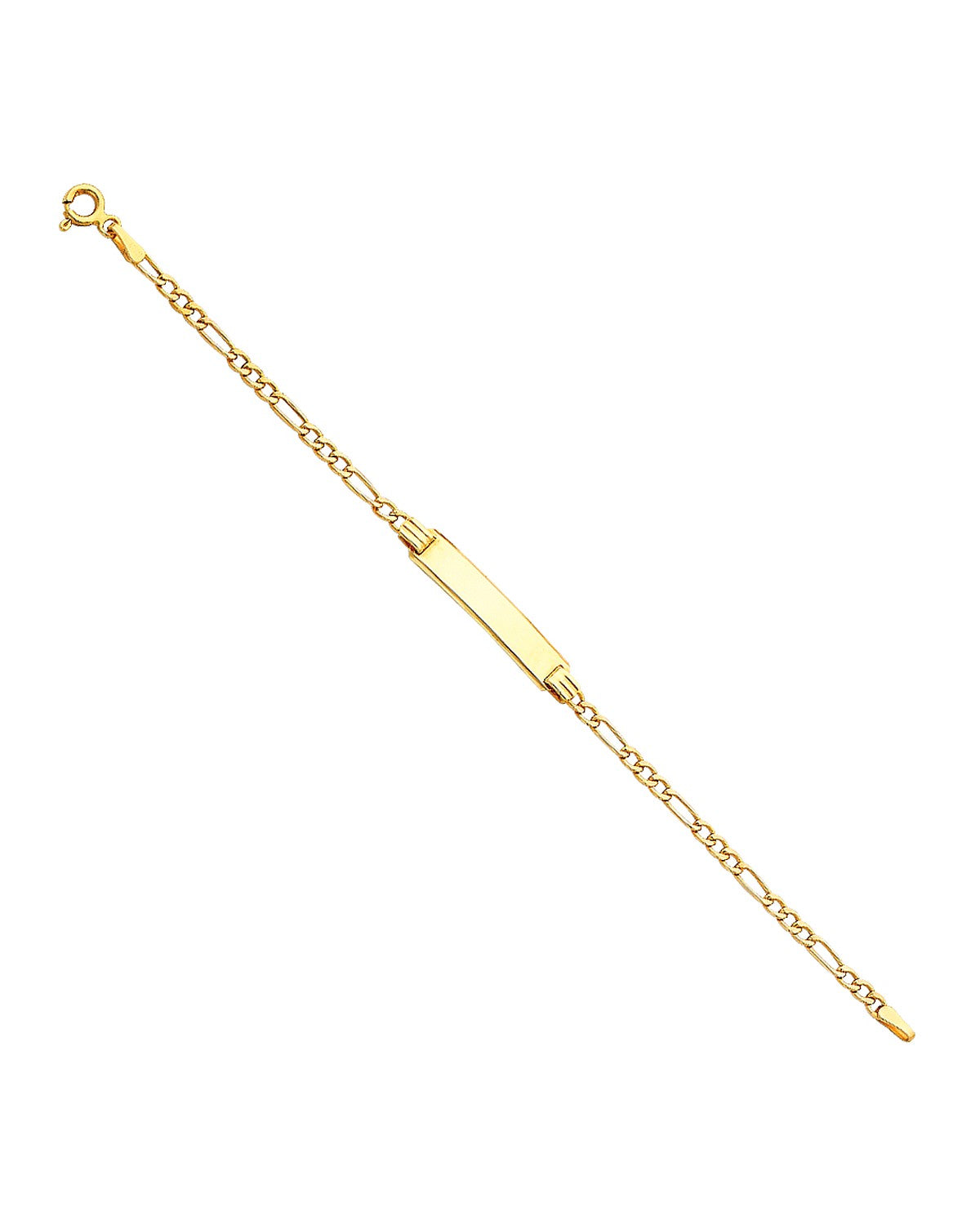 14K Yellow Gold 060 Hollow Figaro 3+1 Baby ID Bracelet (AB-0118)