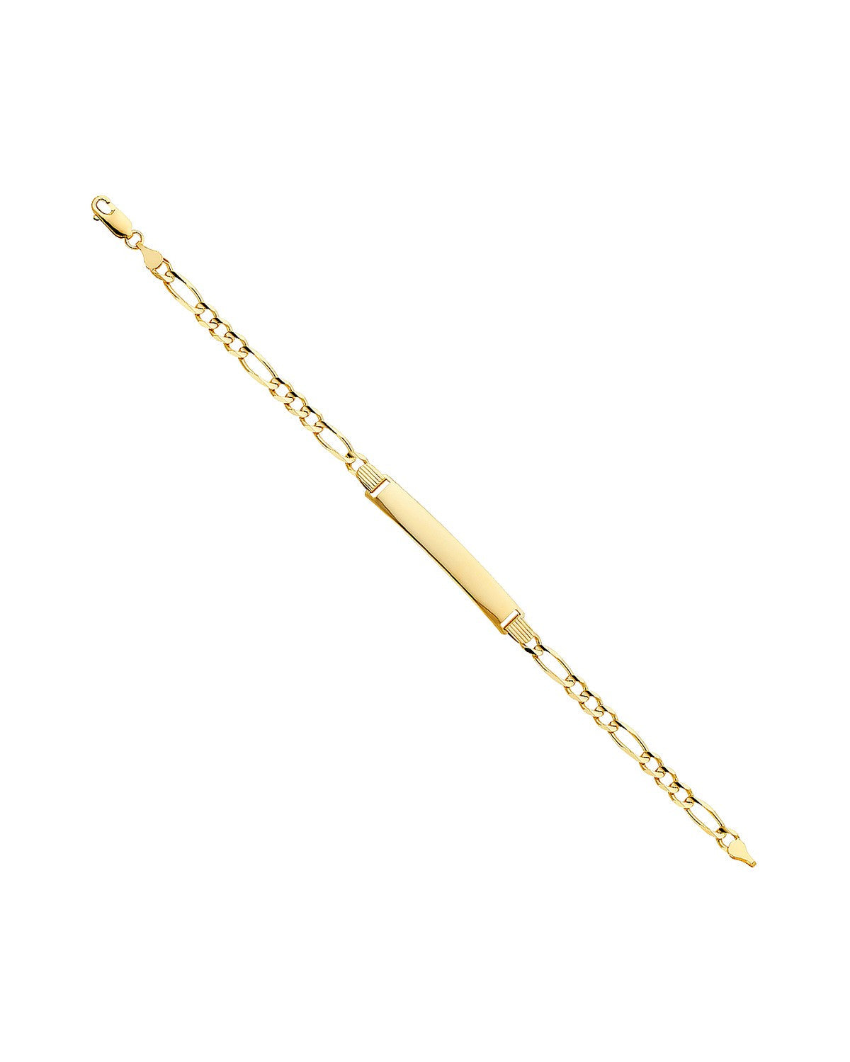 14K Yellow Gold 120 Figaro 3+1 ID Bracelet (AB-0134)