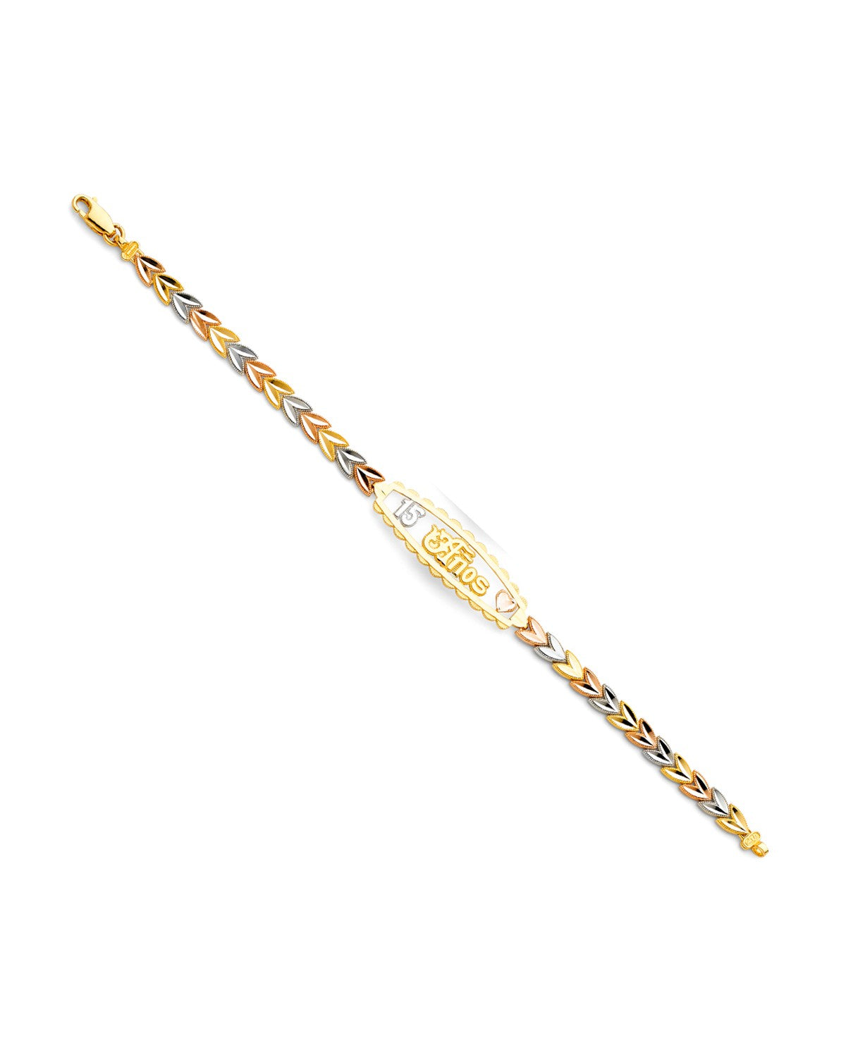 14K Tri-Color Gold 3C 15 Years ID Bracelet (AB-0152)