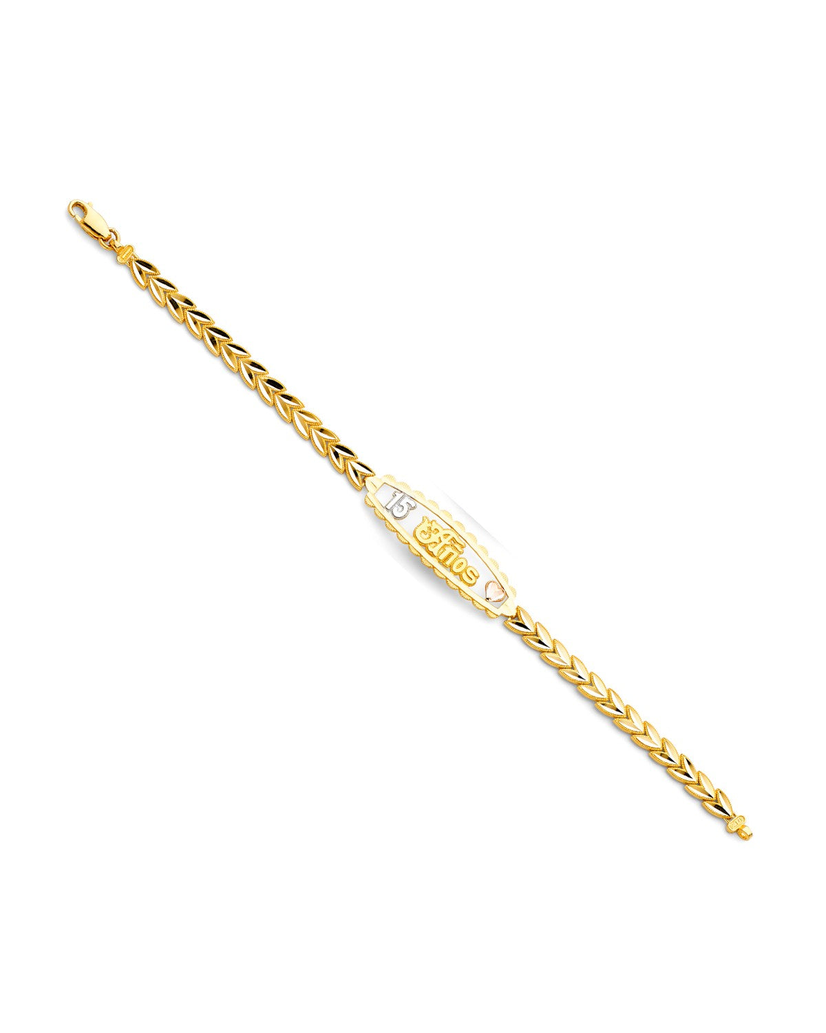 14K Tri-Color Gold 3C 15 Years ID Bracelet (AB-0153)