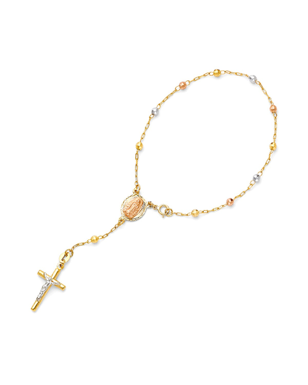 14K Two-Tone Gold 2T Rosary Bracelet (AB-0202)