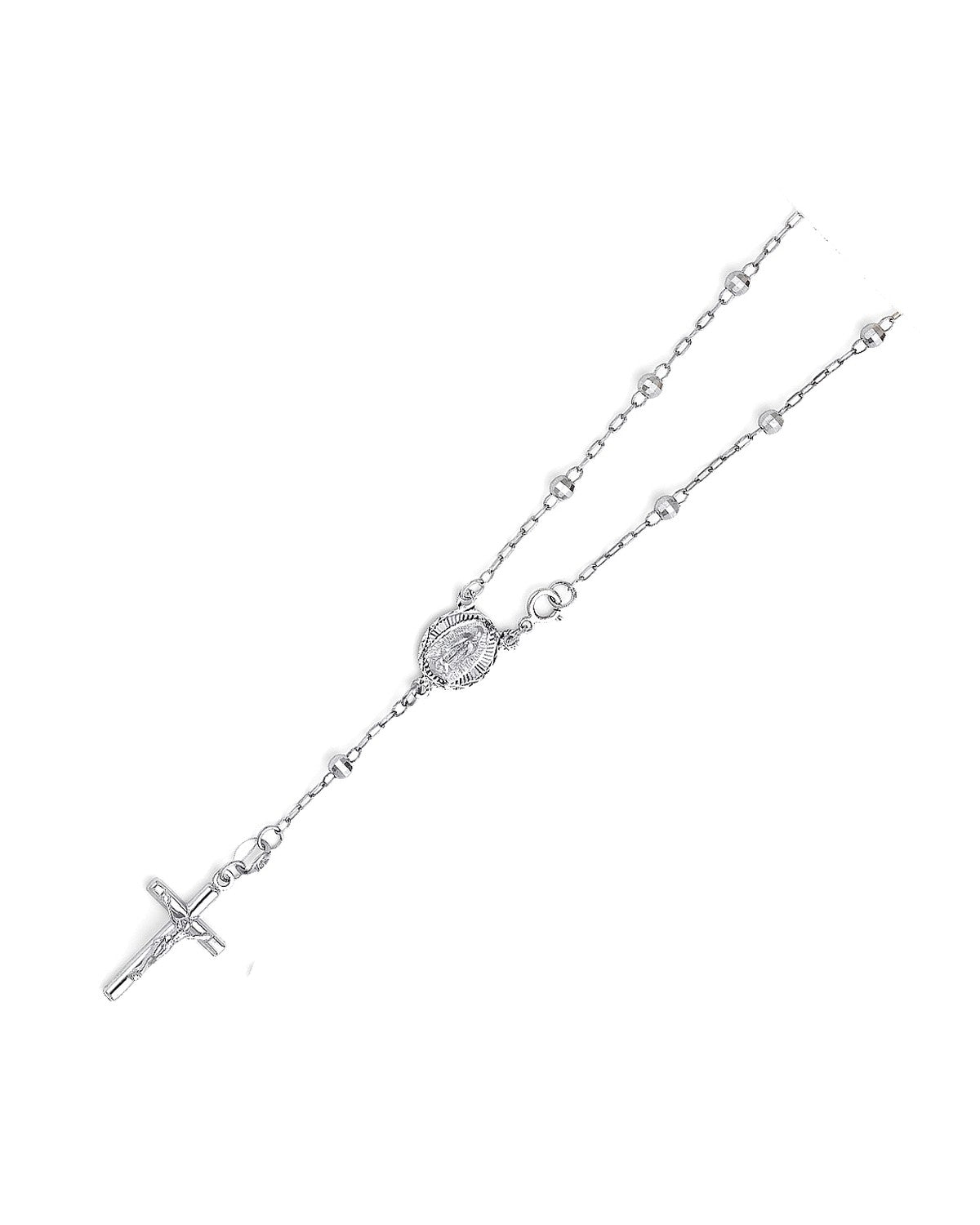 14K White Gold Rosary Bracelet (AB-0203)