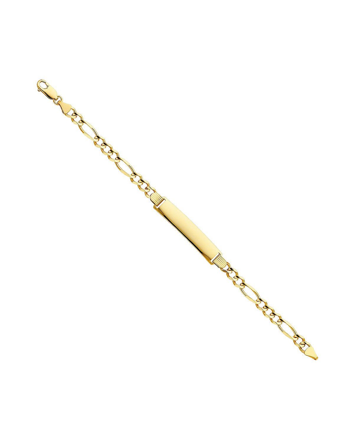 14K Yellow Gold Figaro 3+1 150 ID Bracelet (AB-0211)