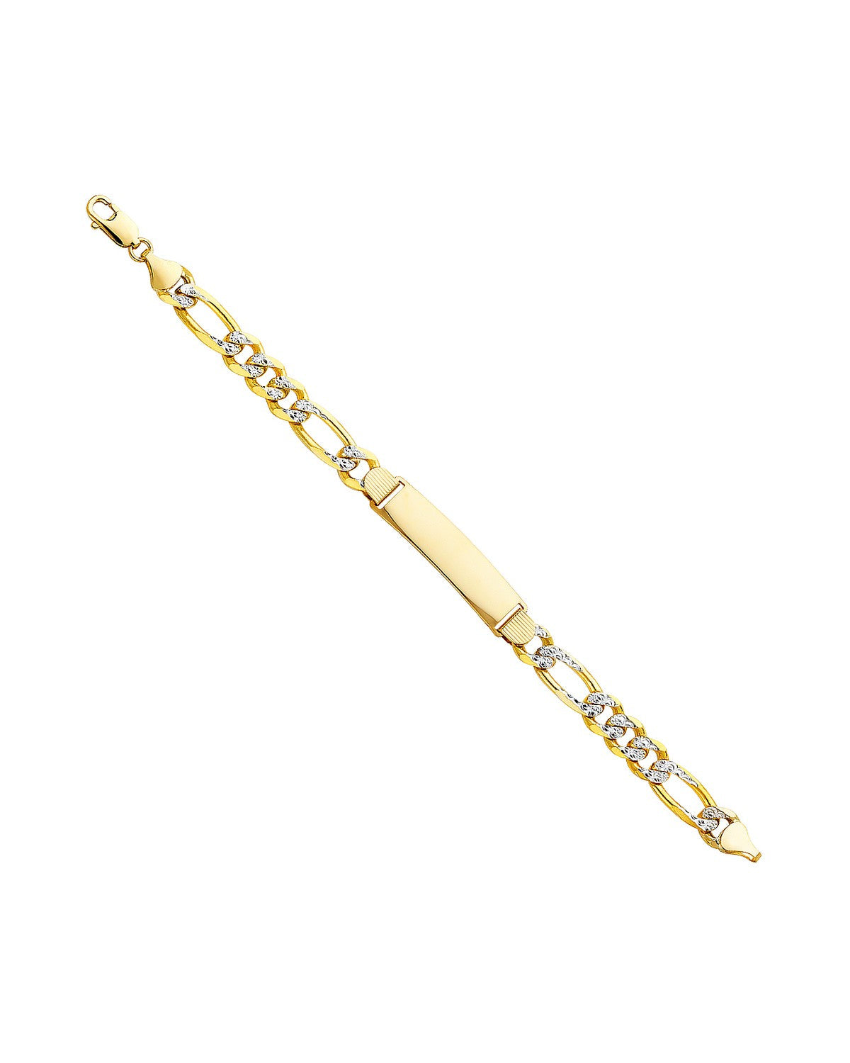 14K Yellow Gold Figaro 3+1 250 WP ID Bracelet (AB-0212)