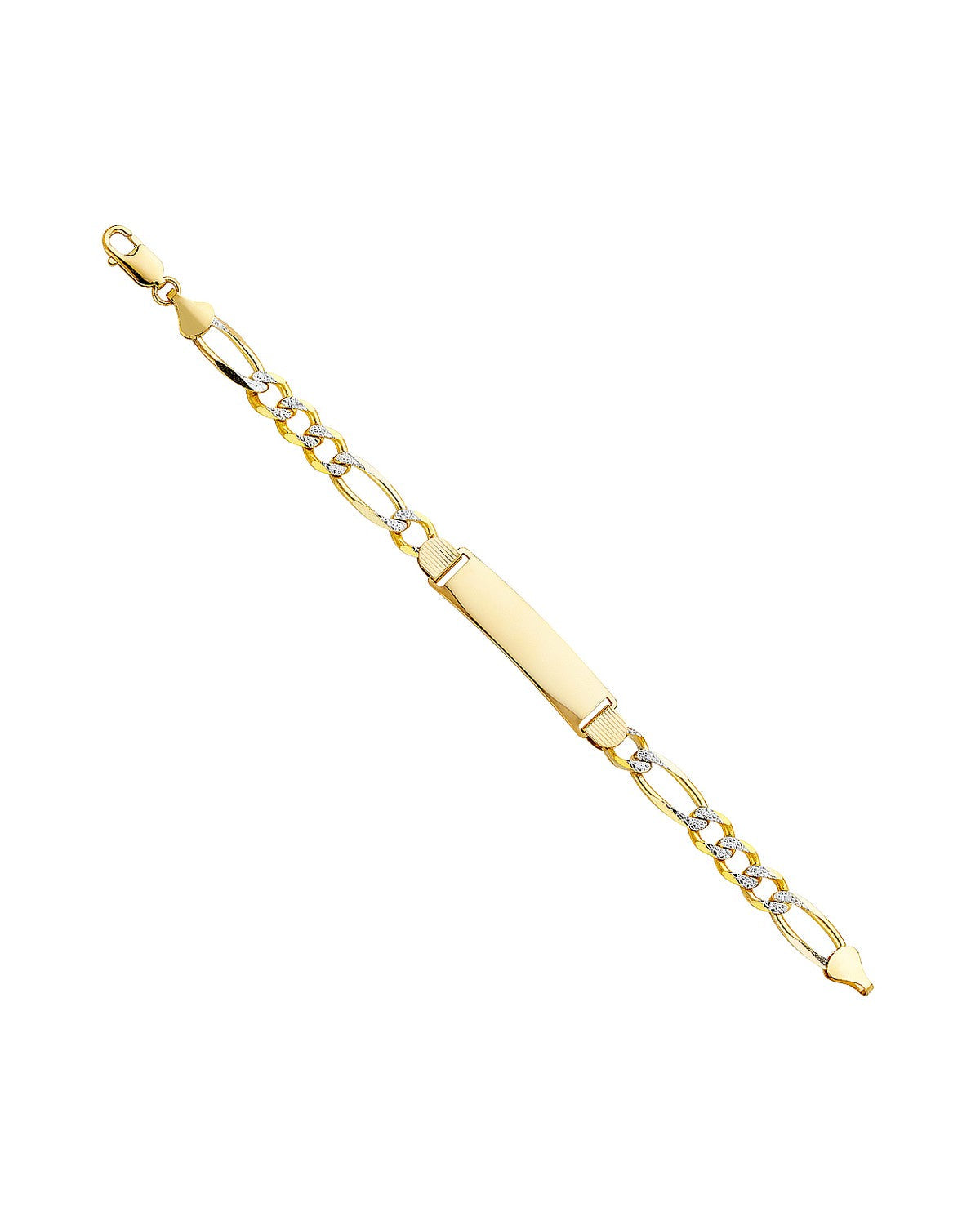 14K Yellow Gold Figaro 3+1 210 WP ID Bracelet (AB-0213)