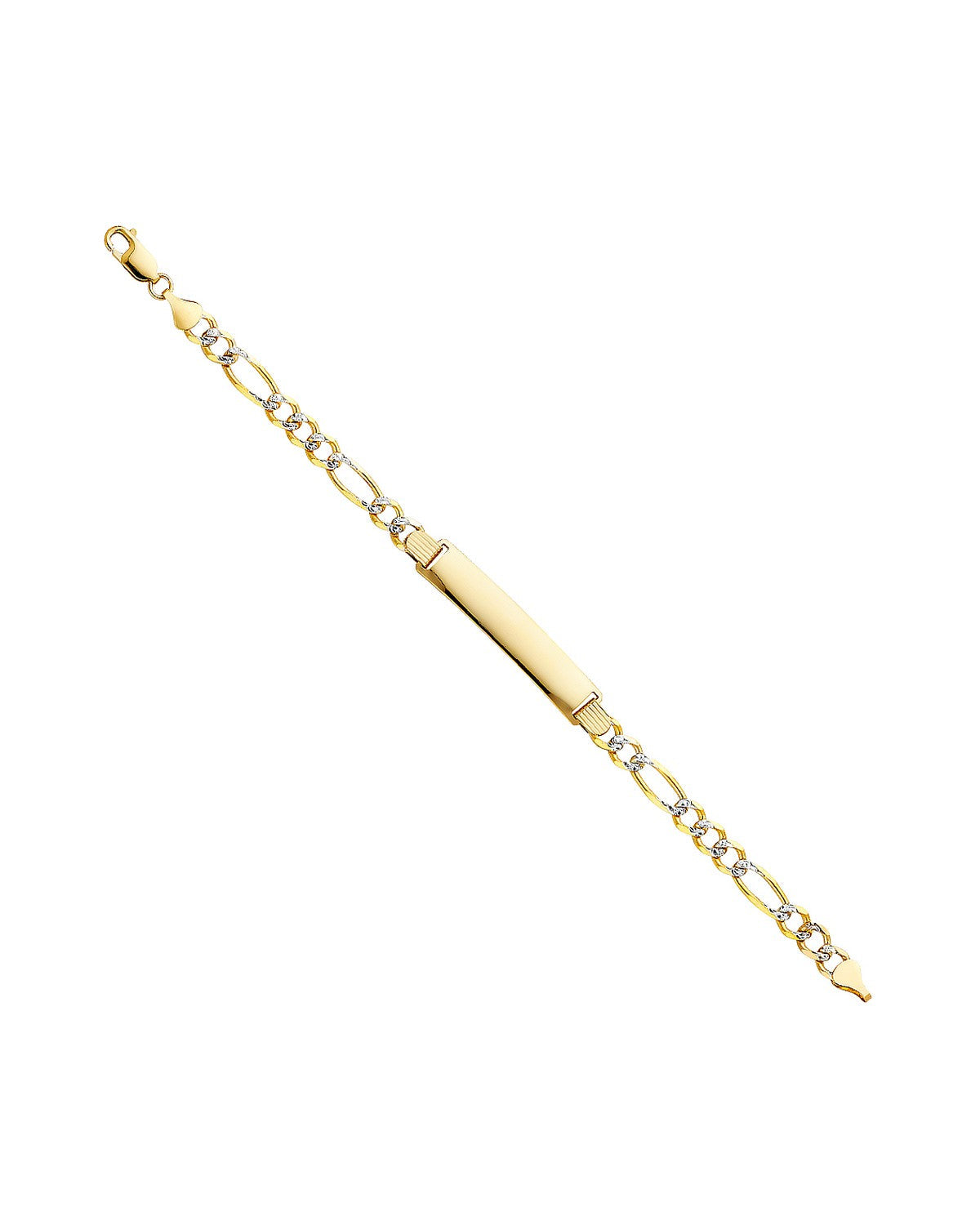 14K Yellow Gold Figaro 3+1 150 WP ID Bracelet (AB-0215)