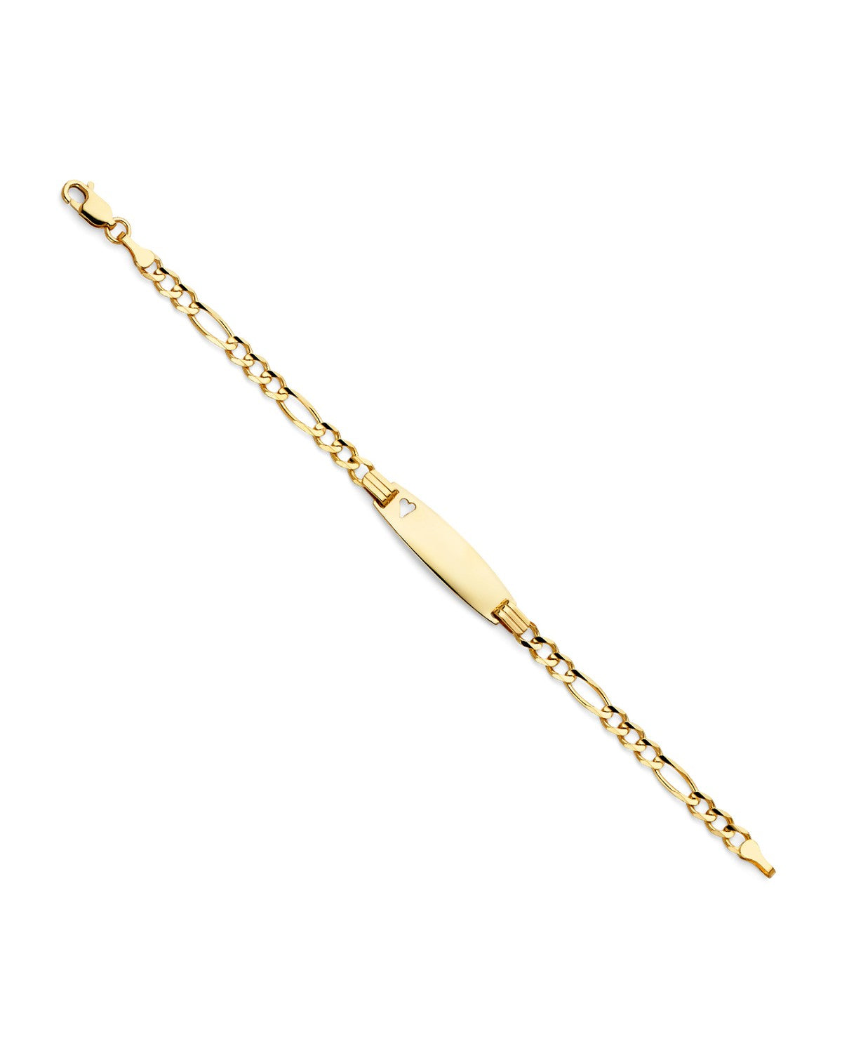 14K Yellow Gold Figaro 3+1 100 Oval Baby ID Bracelet (AB-0235)