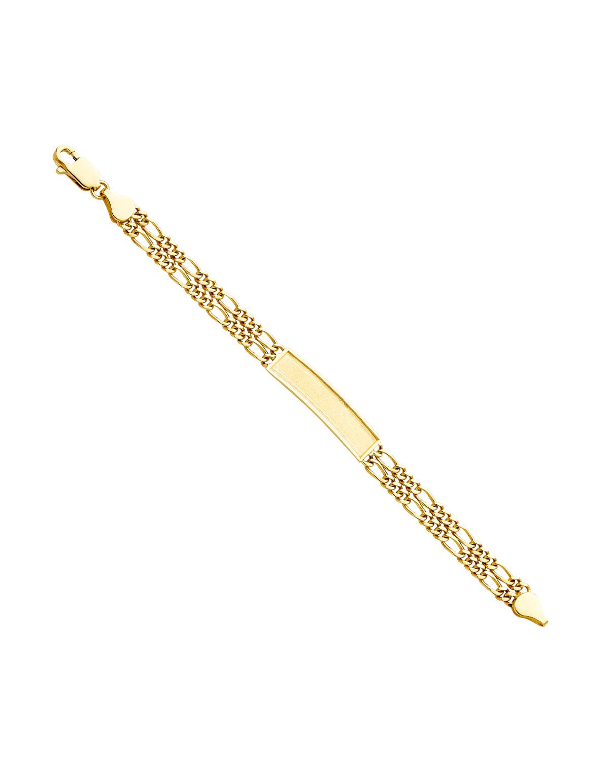 14K Yellow Gold 2LINE Figaro Frame Junior ID Bracelet (AB-0242)