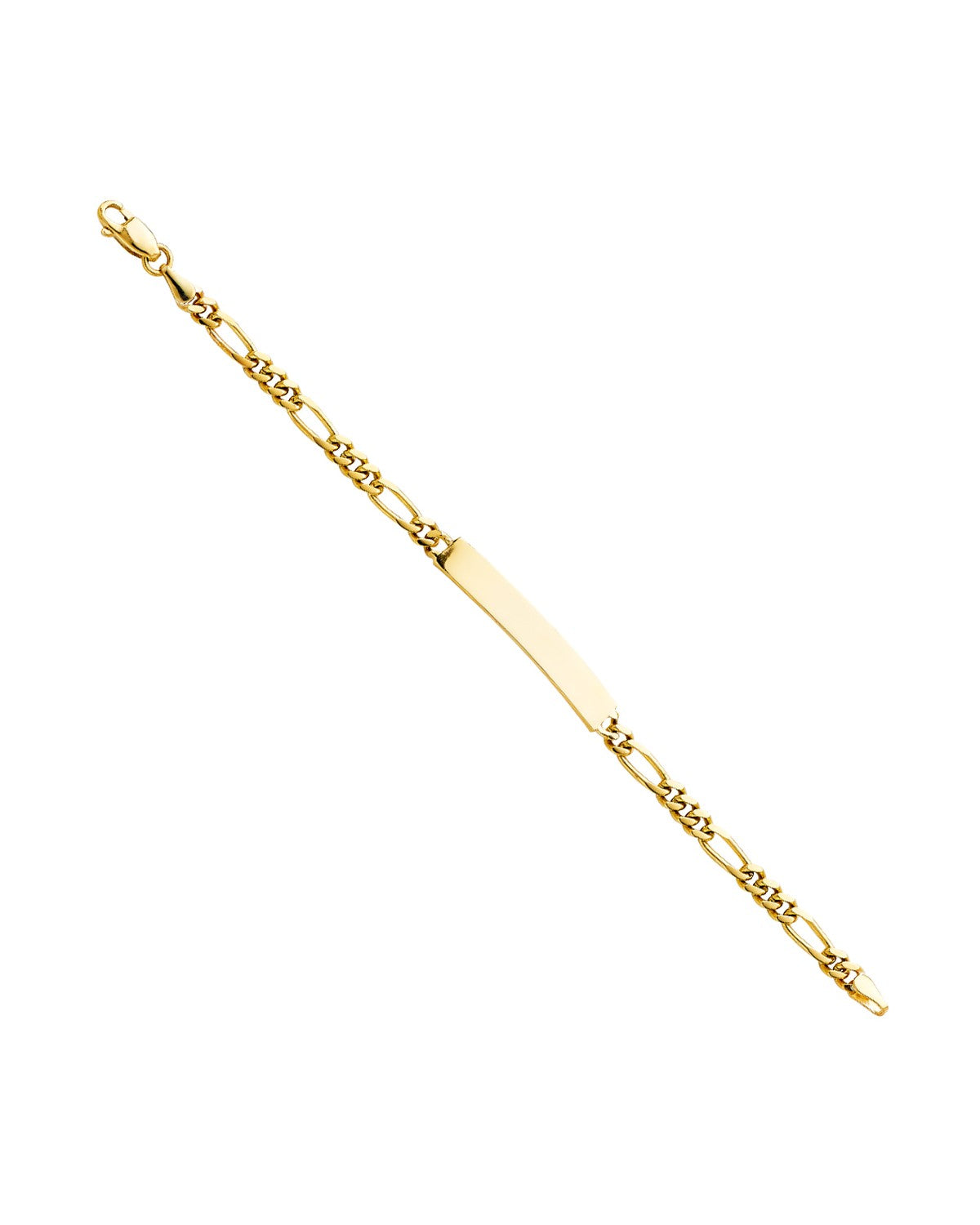 14K Yellow Gold Figaro Plain Junior ID Bracelet (AB-0249)