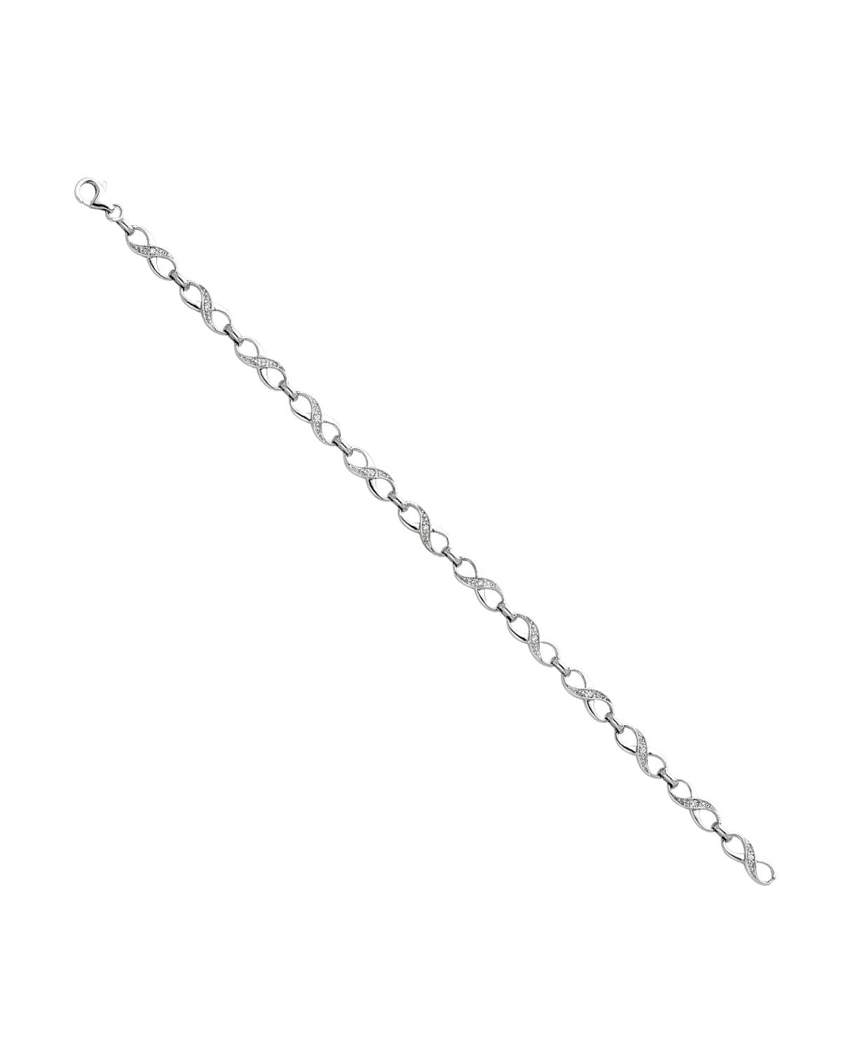 14K White Gold CZ Bracelet (AB-0287)