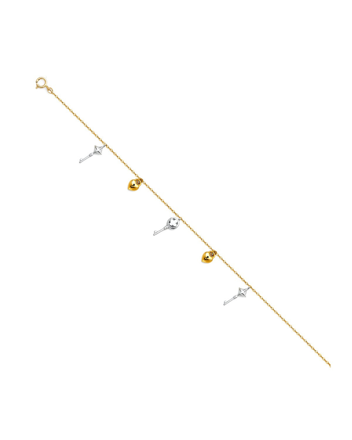 14K Two-Tone Gold Hanging Charm Bracelet & Anklet