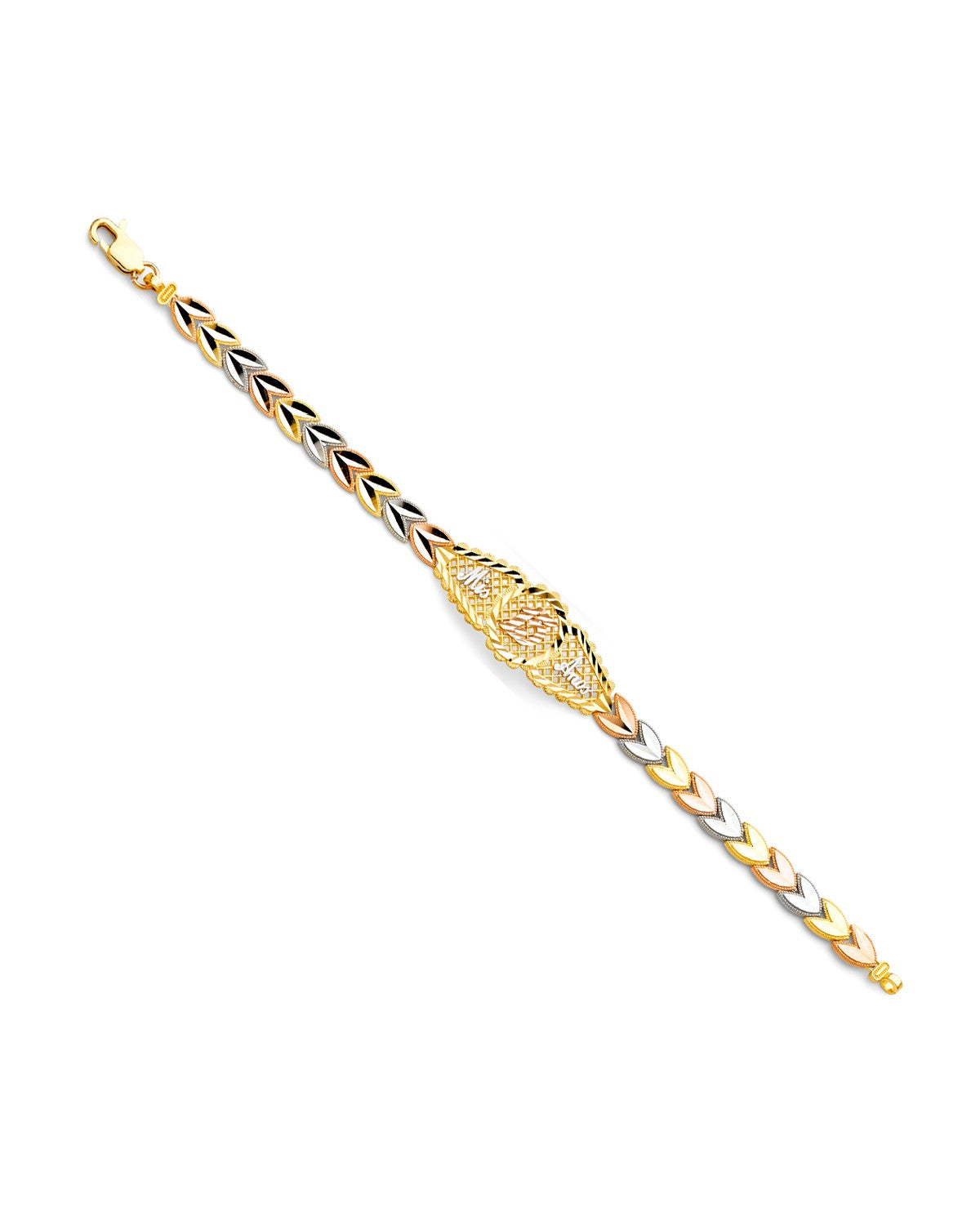 14K Tri-Color Gold 3C 15 Years ID Bracelet (AB-0329)
