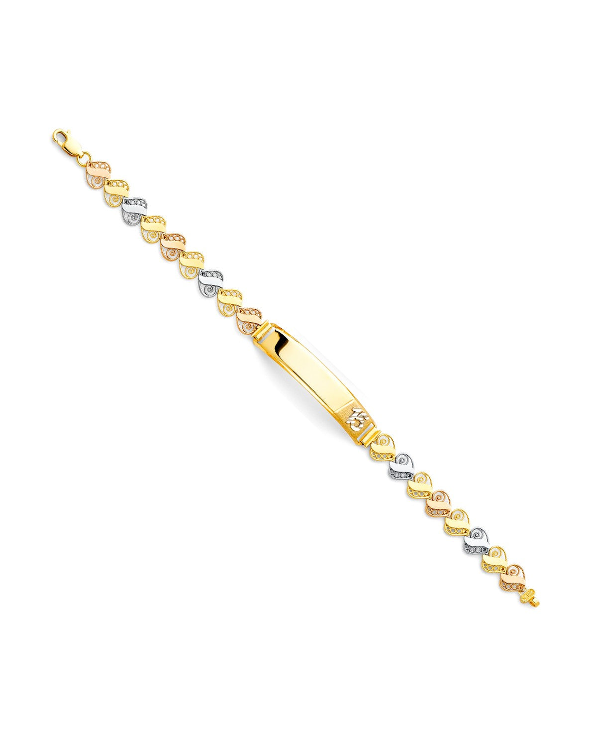14K Tri-Color Gold 3C 15 Years ID Bracelet (AB-0331)
