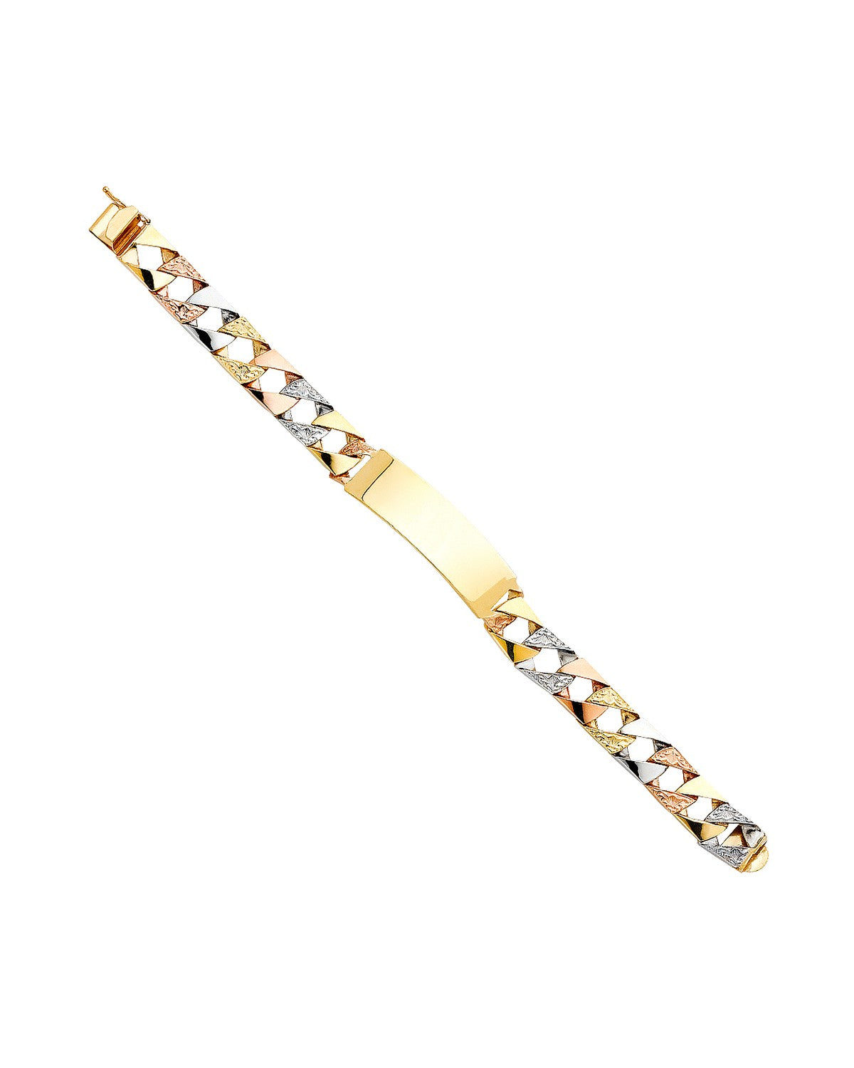 14K Tri-Color Gold 3C Nugget Cuban ID Bracelet (AB-0371)