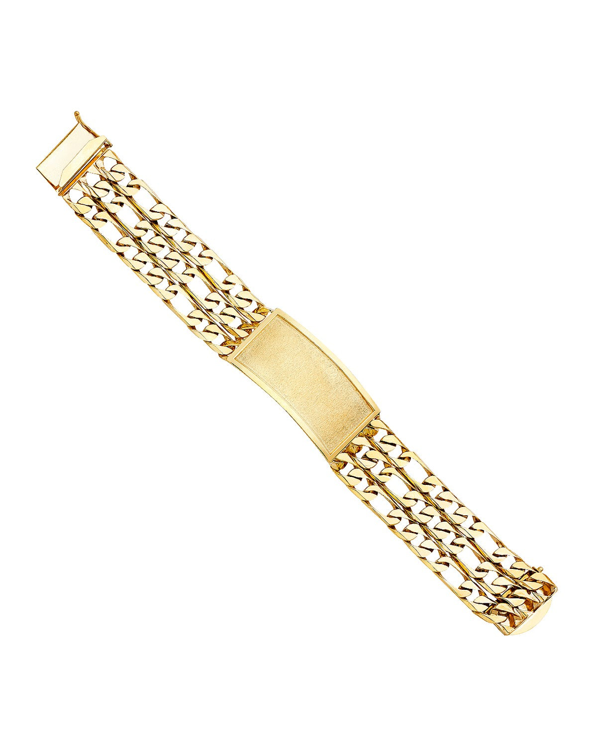 14K Yellow Gold 3L Figaro Link Frame ID Bracelet (AB-0382)
