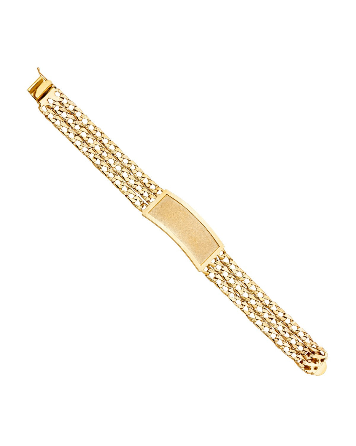14K Yellow Gold 3L Light Nugget Cuban Link Frame ID Bracelet (AB-0387)