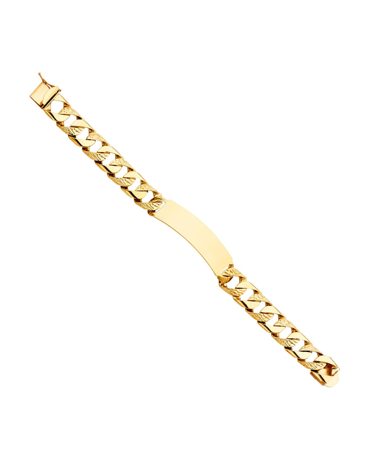 14K Yellow Gold Nugget Cuban Link ID Bracelet (AB-0410)