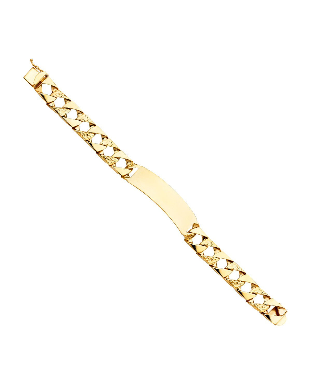 14K Yellow Gold Nugget Cuban Link ID Bracelet (AB-0411)
