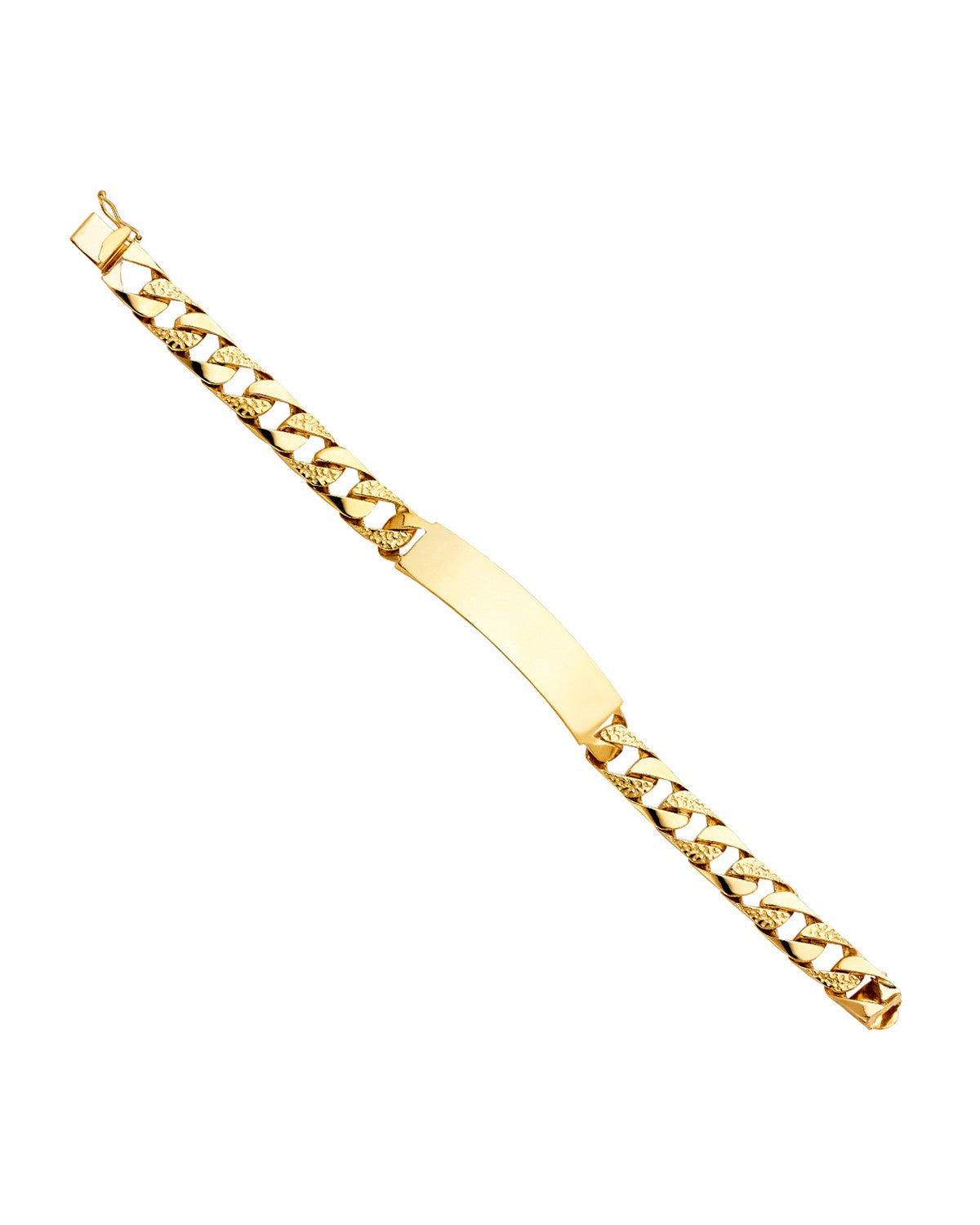 14K Yellow Gold Nugget Cuban Link ID Bracelet (AB-0414)