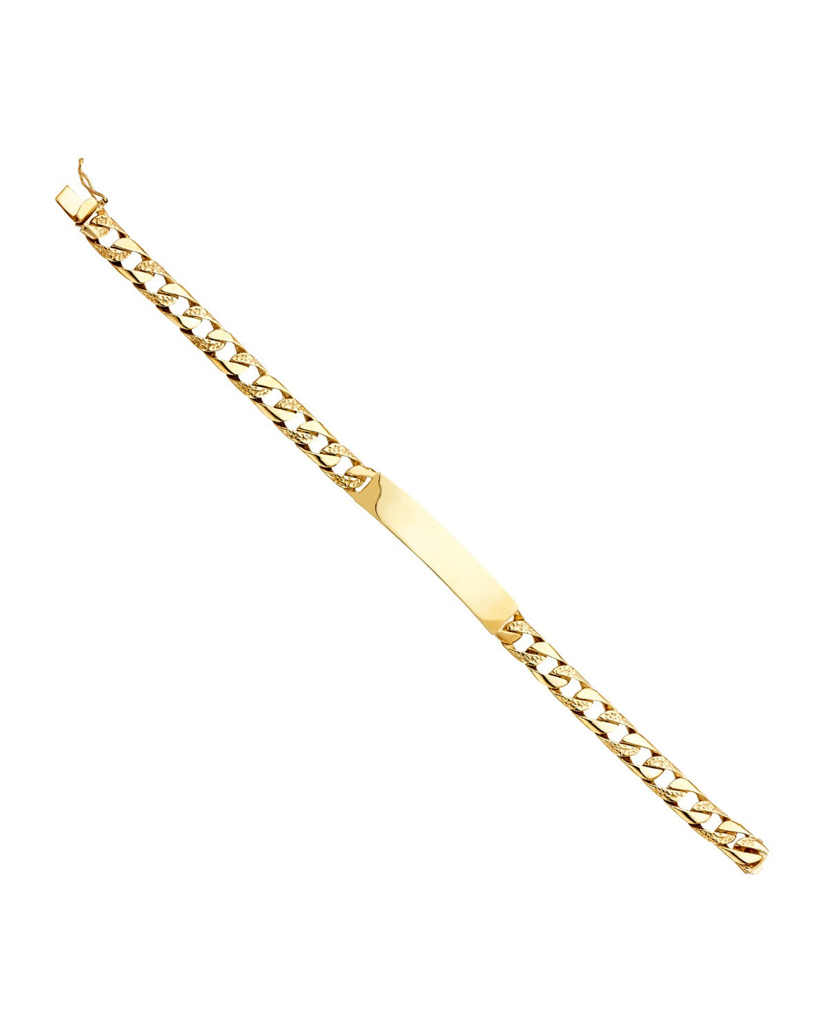 14K Yellow Gold Nugget Cuban Link ID Bracelet (AB-0418)