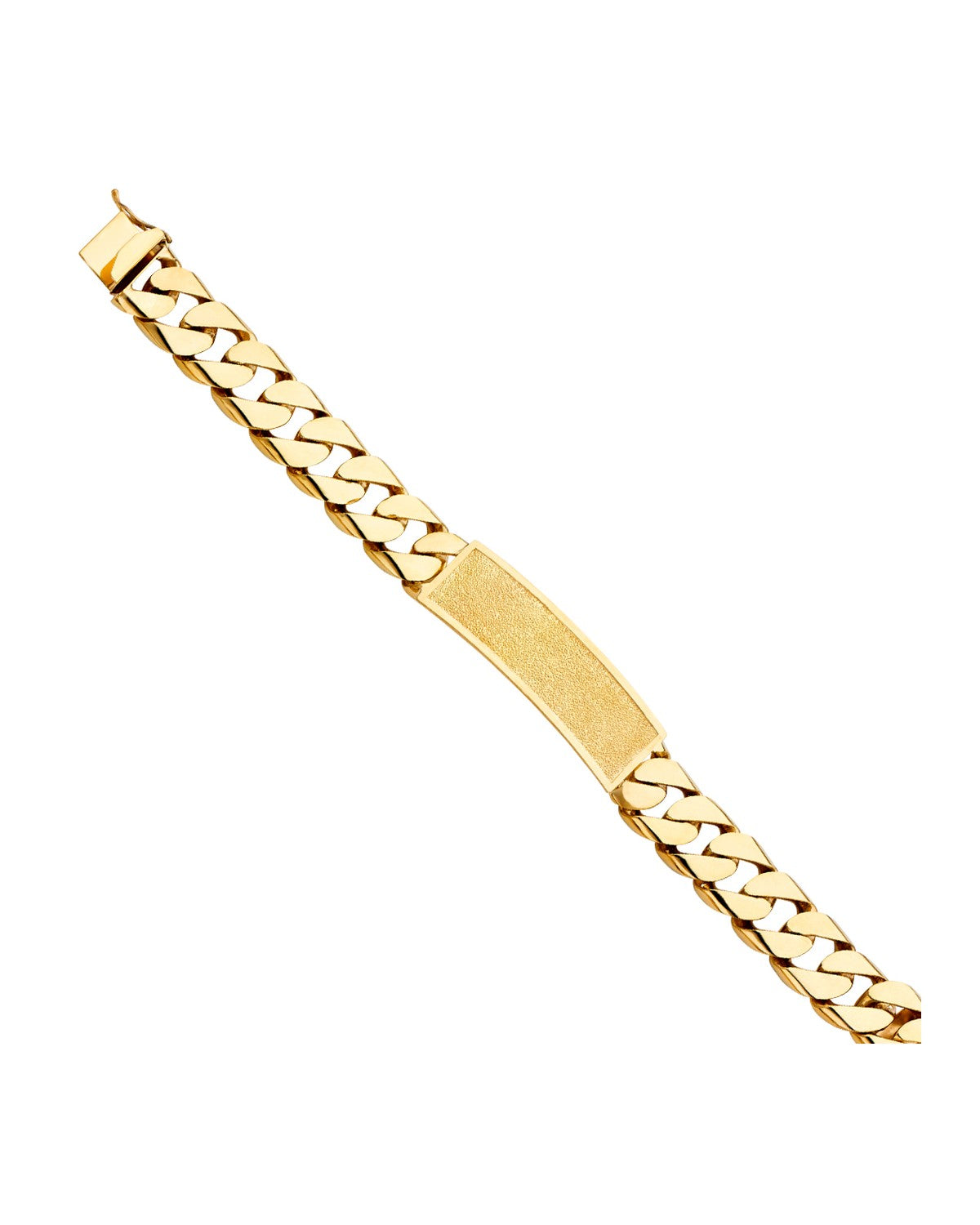 14K Yellow Gold Cuban Link Frame ID Bracelet (AB-0424)